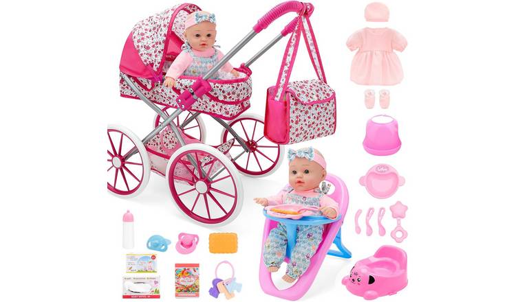 deAO 12 inch Baby Doll Play Set - Pink