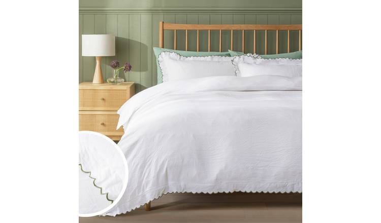 Argos Home Washed Scallop White Bedding Set - Single