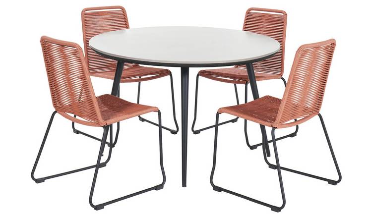 Pacific Pang 4 Seater Rattan Effect Patio Set - Orange