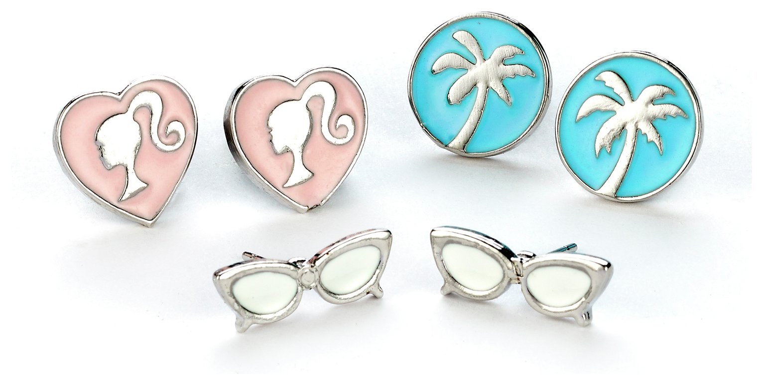 Barbie Silhouette, Palm  Tree & Glasses Stud Earrings Set