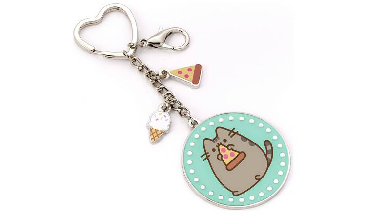 Pusheen Cat Pizza Charm  Keyring 