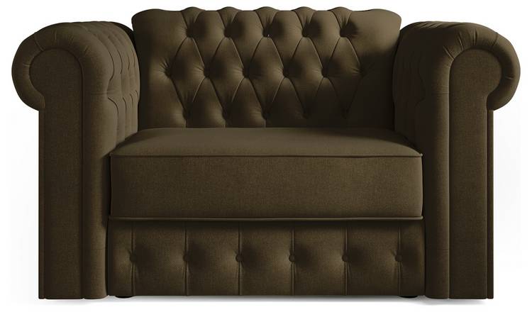 Jay-Be Chesterfield Fabric Cuddle Chair Sofa Bed -Sage Green