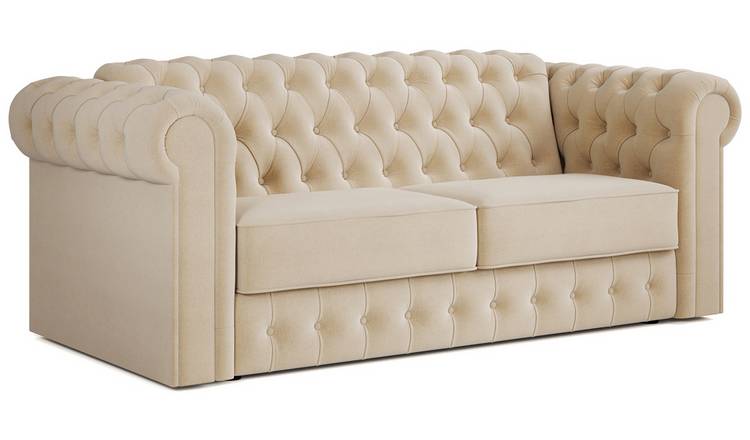 Jay-Be Chesterfield Fabric 3 Seater Sofa Bed - Cream