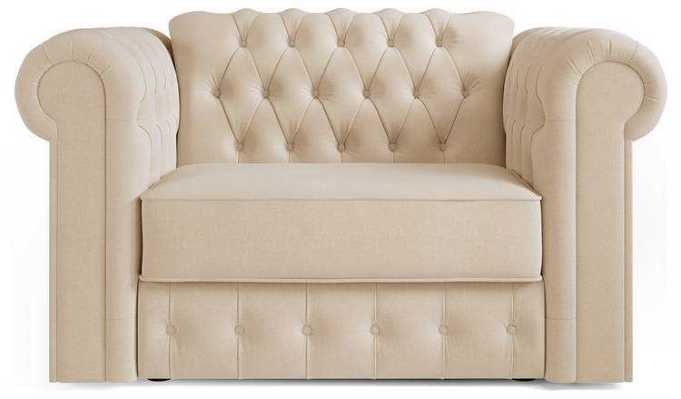 Jay-Be Chesterfield Fabric Cuddle Chair Sofa Bed - Cream