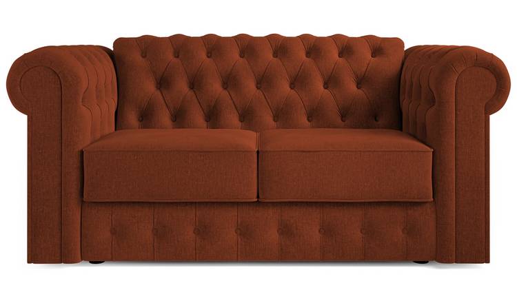 Jay-Be Chesterfield Fabric 2 Seater Sofa Bed - Orange