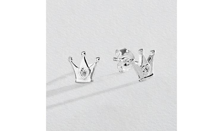 Revere Sterling Silver Crown Stud Earrings 