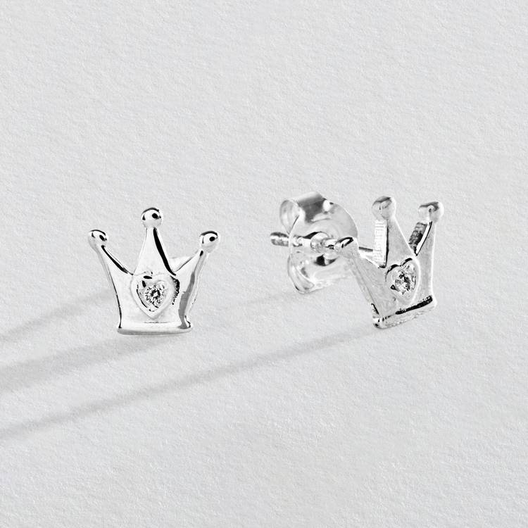 Revere Sterling Silver Crown Stud Earrings  0