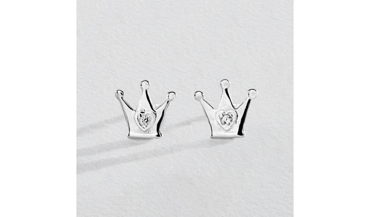 Sterling silver hot sale crown earrings