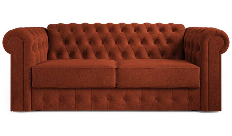 Jay-Be Chesterfield Fabric 3 Seater Sofa Bed - Orange 