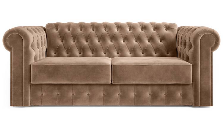 Jay-Be Chesterfield Velvet 3 Seater Sofa Bed - Beige