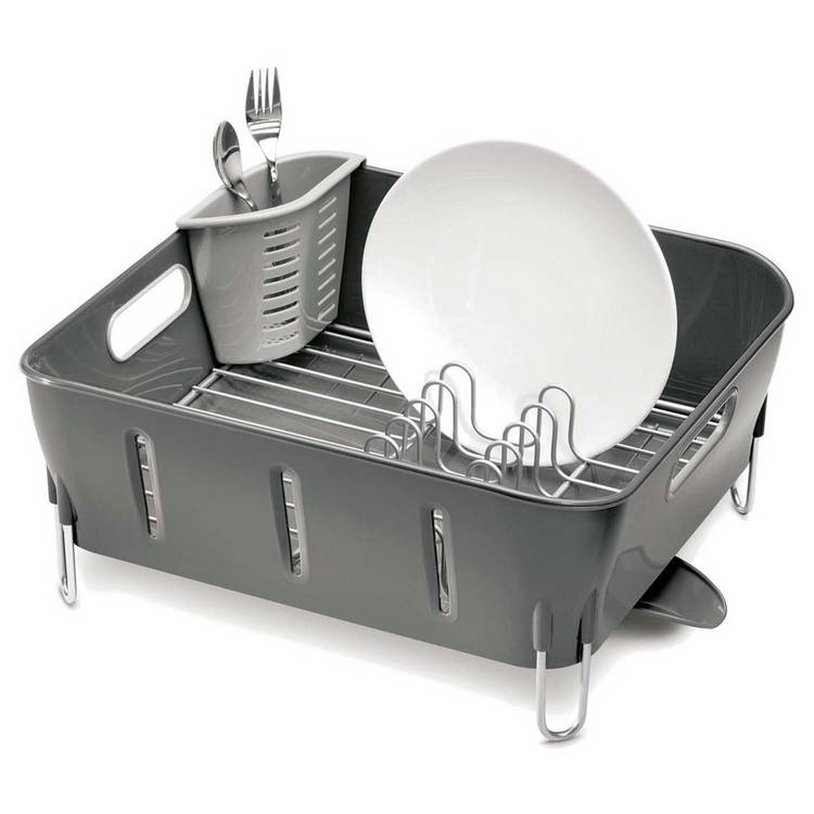 Simplehuman Plastic Compact Dish Rack - Grey 0