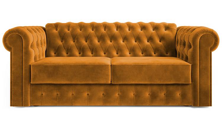 Jay-Be Chesterfield Velvet 3 Seater Sofa Bed - Gold