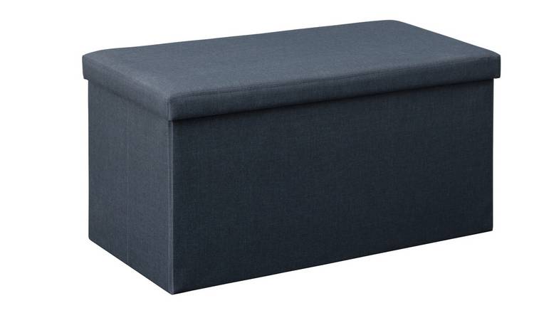 Argos Home Fabric Medium Storage Ottoman - Navy