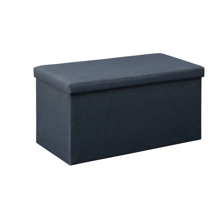 Argos Home Fabric Medium Storage Ottoman - Navy 0
