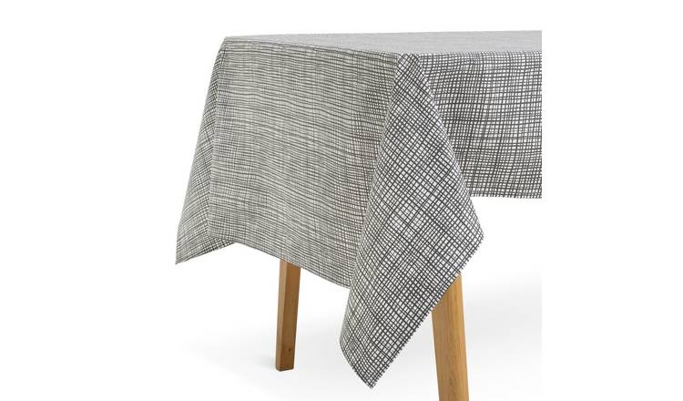 Habitat Charcoal Grid Cotton Wipe Clean Table Cloth - Grey