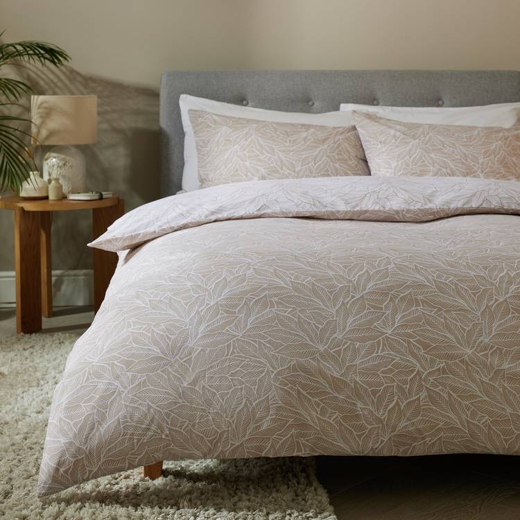 Argos Home Leaf Print Natural Bedding Set - King size 0