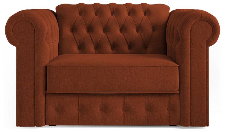 Jay-Be Chesterfield Fabric Cuddle Chair Sofa Bed - Orange