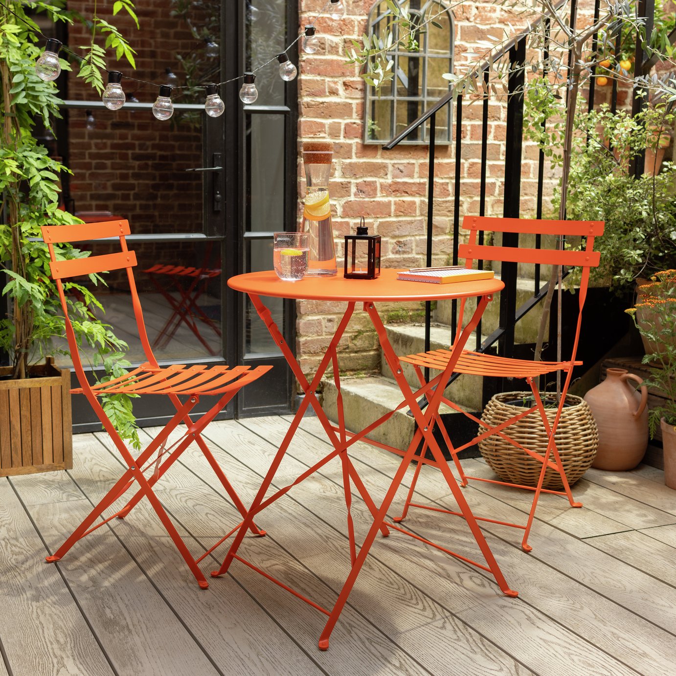 Habitat Eve 2 Seater Folding Metal Garden Bistro Set- Orange