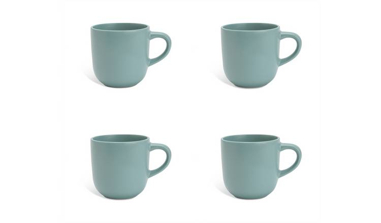 Habitat Matte Glaze Set of 4 Stoneware Mugs - Duck Egg