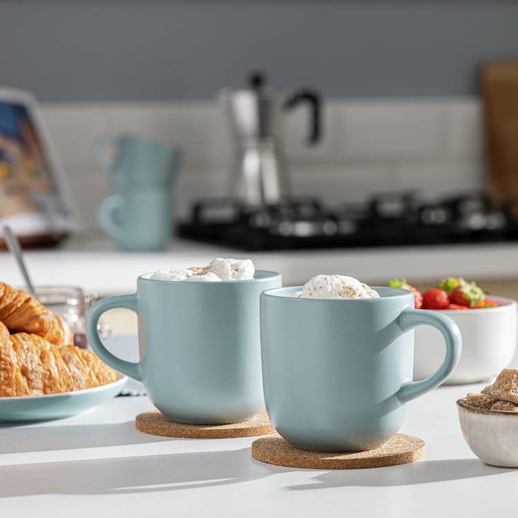 Habitat Matte Glaze Set of 4 Stoneware Mugs - Duck Egg 0