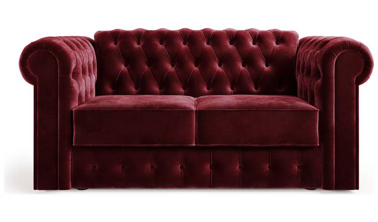 Jay-Be Chesterfield Velvet 2 Seater Sofa Bed - Burgundy