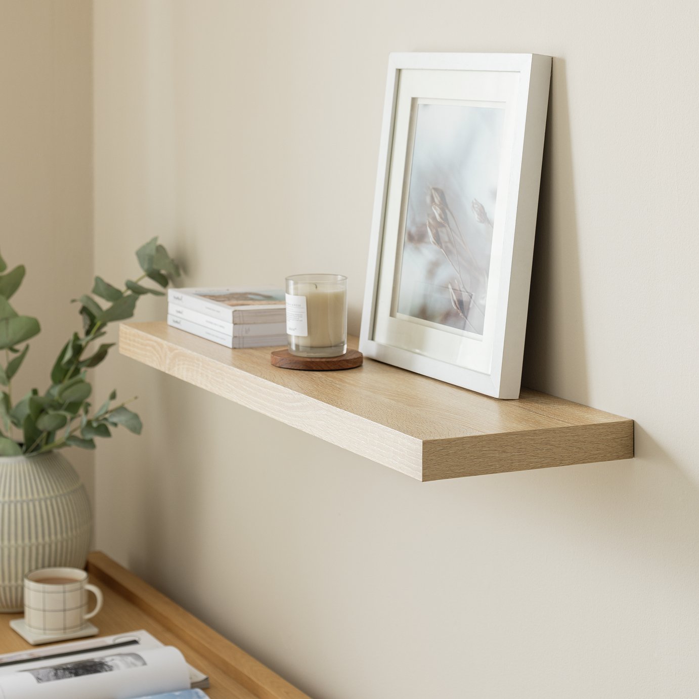 Habitat Jak 80cm Floating Shelf - Light Oak