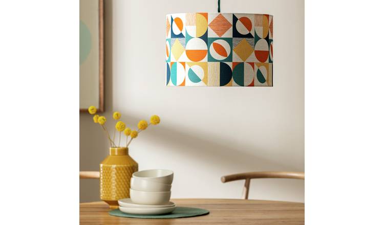 Habitat Geometric Printed Easy Fit Drum Lampshade - 30cm