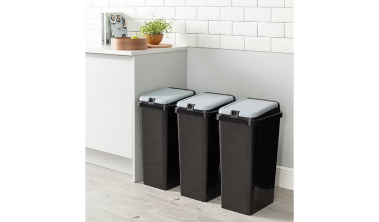 Argos Home Trio of Recycling Bins - Black