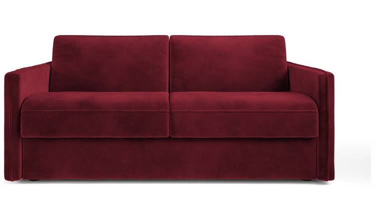 Jay-Be Slim Velvet 3 Seater Sofa Bed - Burgundy