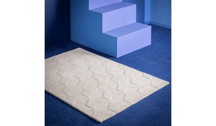 Habitat 60 Geo Carved Rug - 120x170cm - Natural