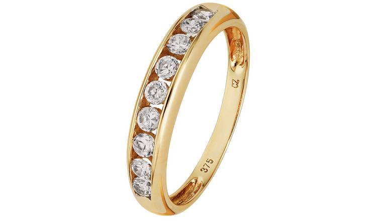 Revere 9ct Gold Cubic Zirconia 9 Stone Eternity Ring - O