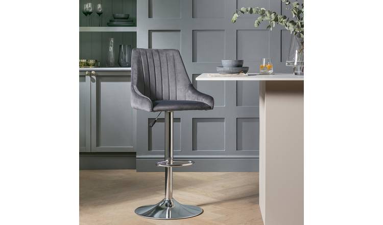 Argos Home Lyle Velvet Bar Stool - Charcoal