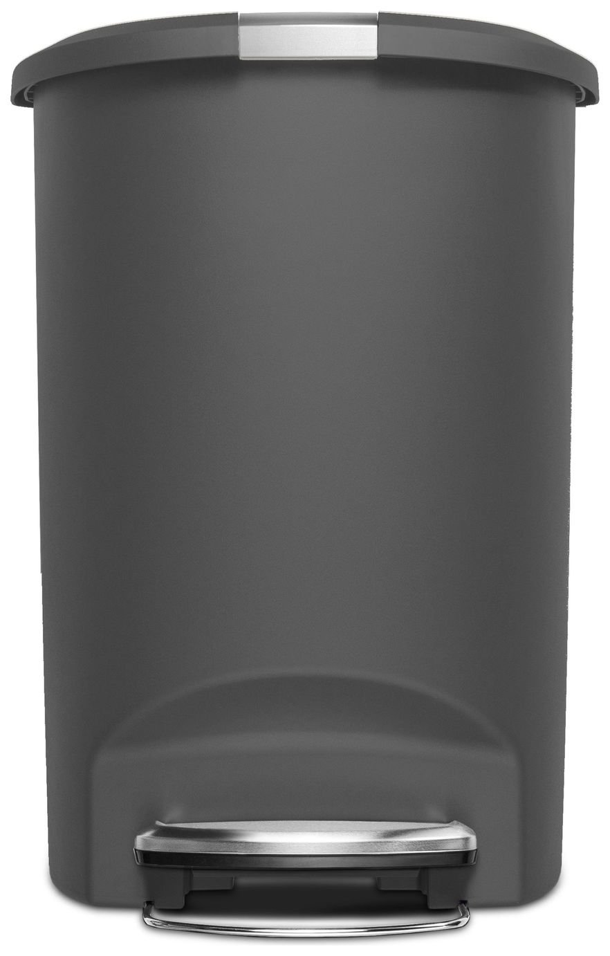 simplehuman 50 Litre Plastic Semi Round Pedal Bin - Grey