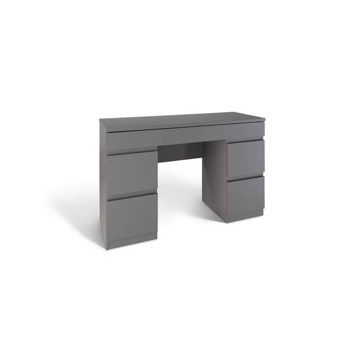 Habitat Jenson 5 Drawer Dressing Table Desk - Grey Gloss 0