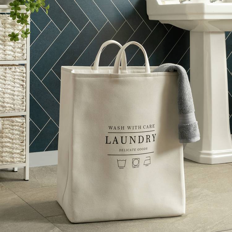 Argos Home 75 Litre Cotton Collapsible Laundry Bag - Cream 0