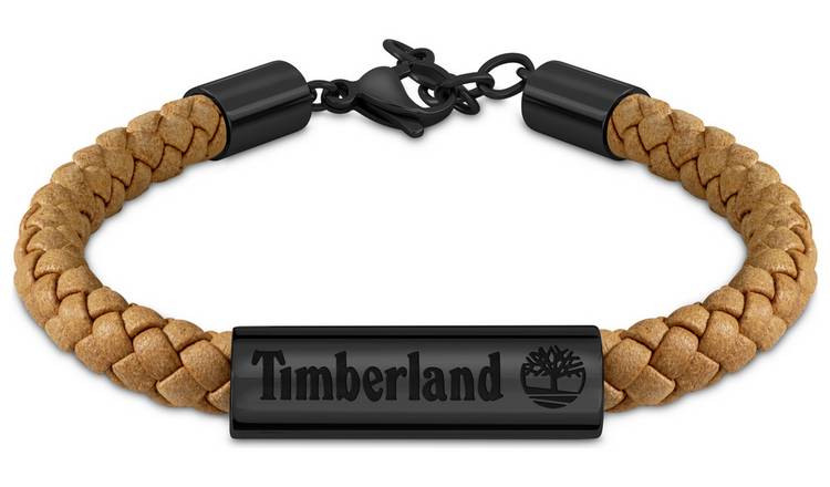 Timberland Baxter Brown Leather and Stainless Steel Bracelet