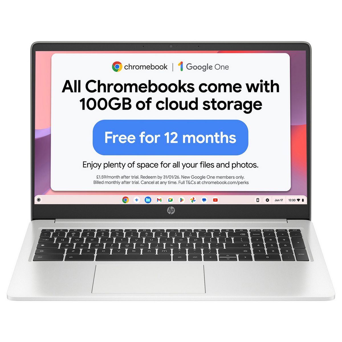 HP 15a-na0007na 15.6in Celeron 4GB 128GB Chromebook - Silver