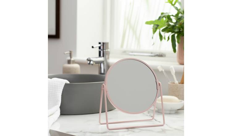 Argos Home Pink Metal Round Swivel Mirror - 21x19cm