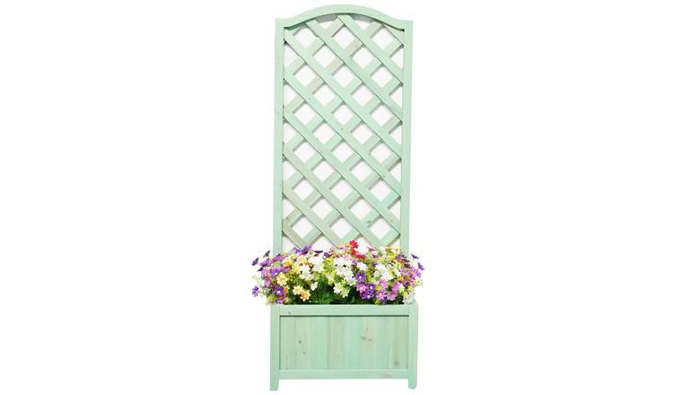 Straight Lattice Planter - Green