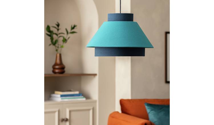 Habitat Teal Easy Fit Stacked 3 Tier Lampshade - 40cm