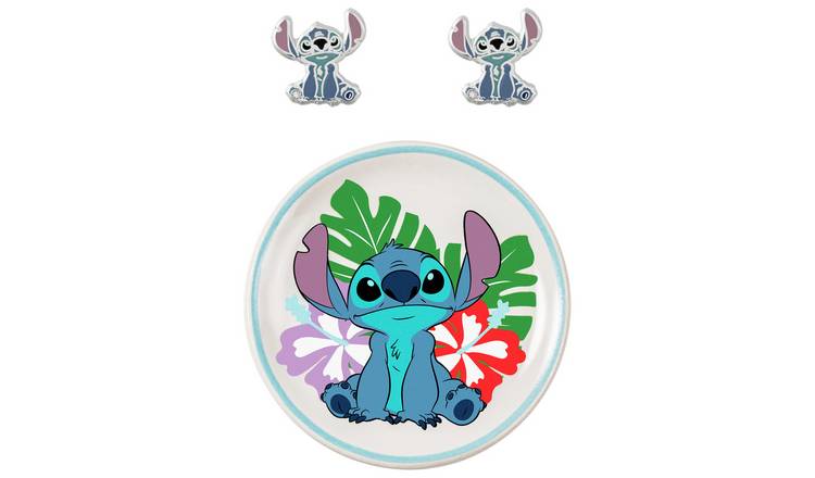 Disney Lilo and Stitch Stud Earrings and Trinket Tray Set