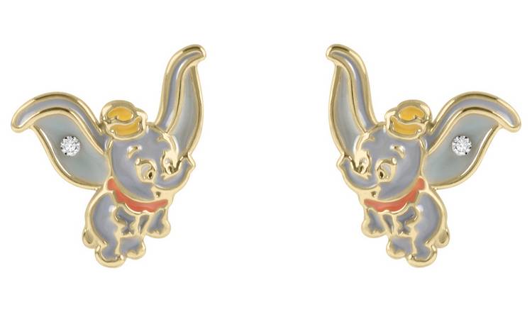 Disney Gold Plated Dumbo Stud Earrings 