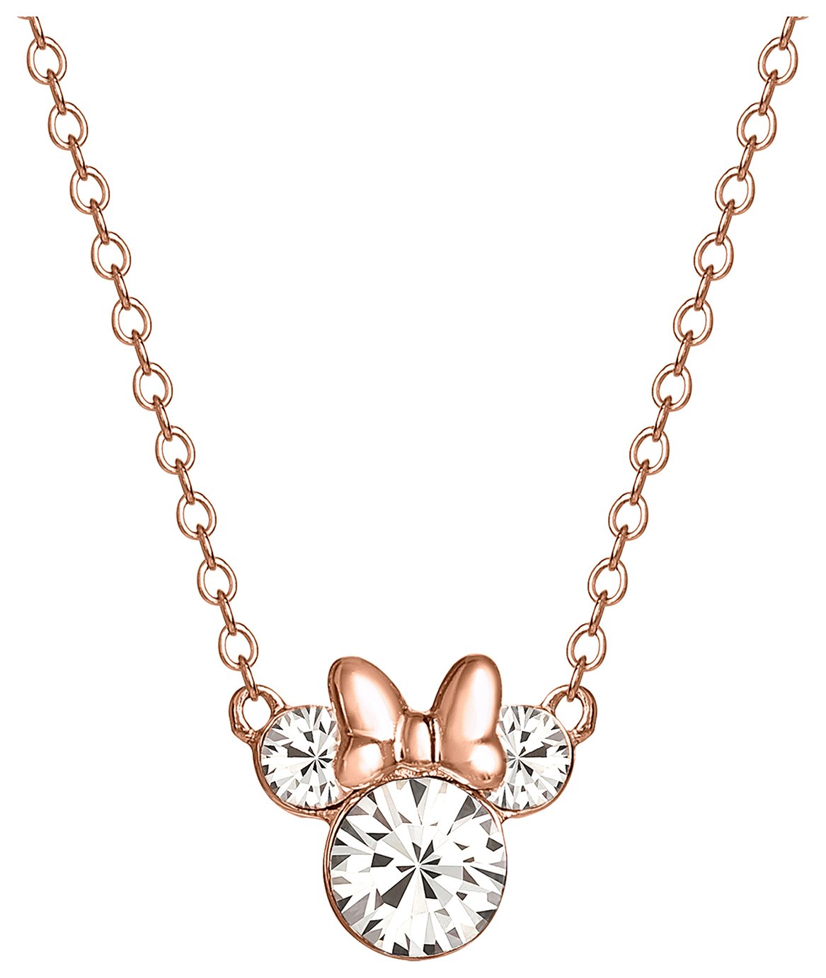 Disney Rose Gold Sterling Silver Minnie Mouse Necklace
