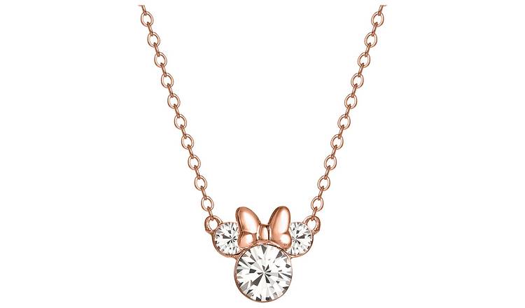 Disney Rose Gold Sterling Silver Minnie Mouse Necklace