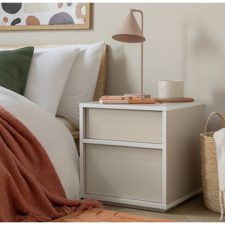 Habitat Edale 2 Drawer Bedside - Putty 0