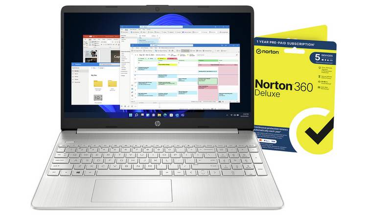 HP 15s-fq5020na 15.6in i3 4GB 128GB Laptop Bundle - Silver