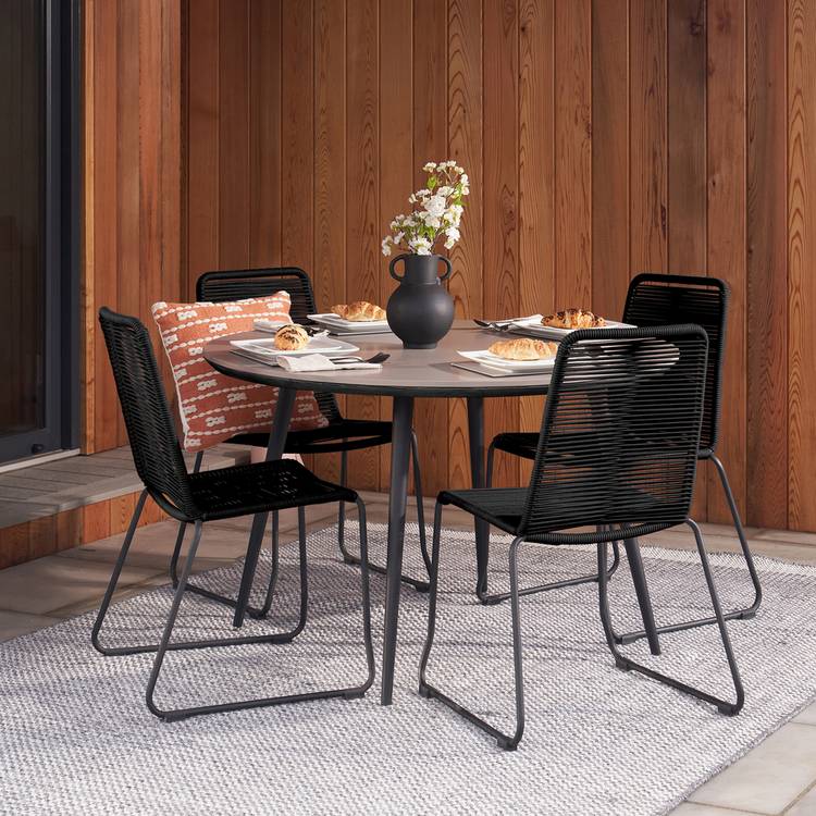 Pacific Pang 4 Seater Rattan Effect Patio Set - Black 0