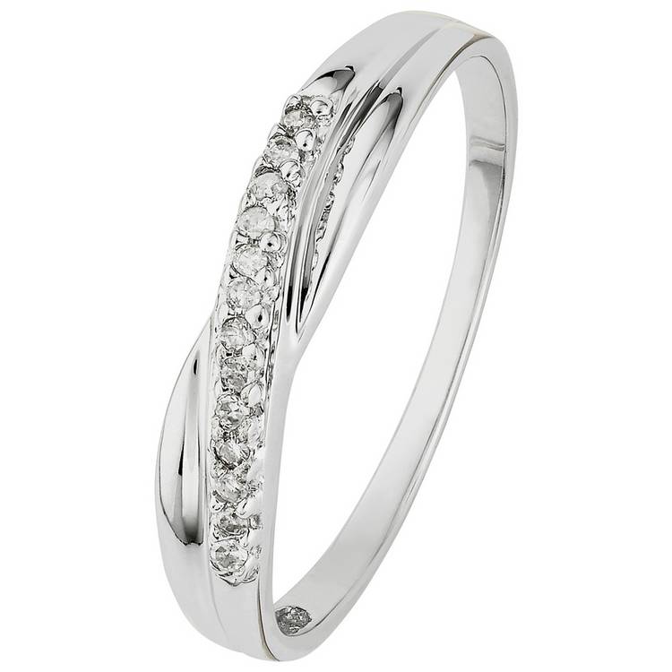 Revere 9ct White Gold 0.05ct Diamond Accent Eternity Ring- R 0