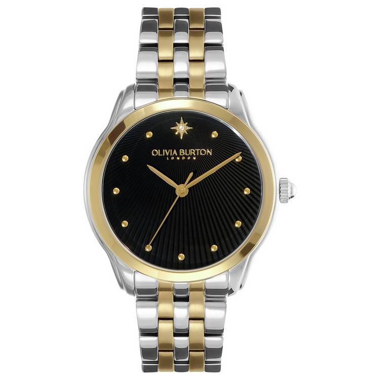 Olivia Burton Black Dial Two Tone Bracelet Watch 0