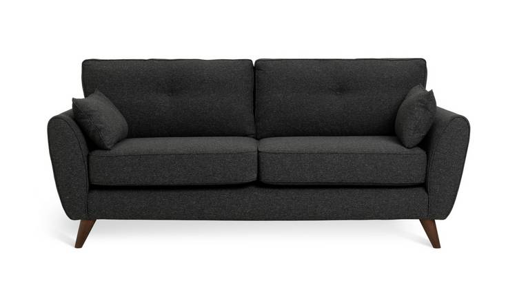 Habitat Iris Fabric 3 Seater Sofa - Charcoal